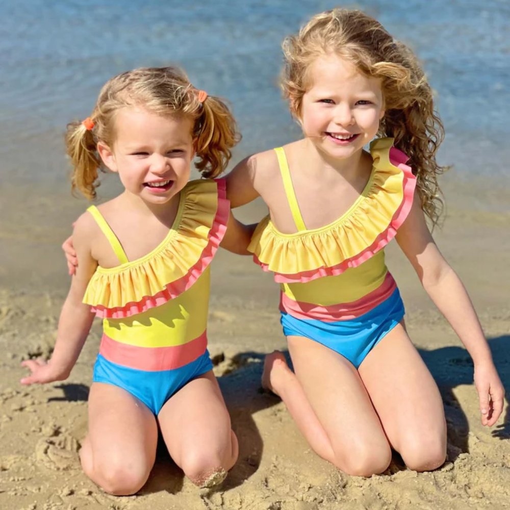Girl's Bermie's 'Bayside' Striped One-Piece Bathing Suit NWT